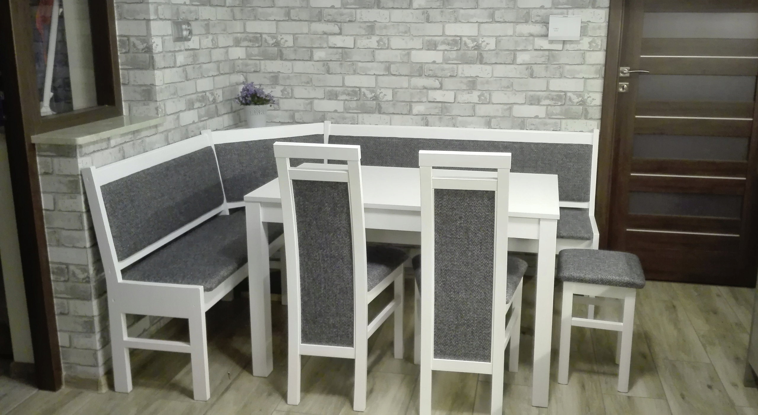 NAROŻNIK KUCHENNY N8 KUCHNIA ZESTAW BIAŁY krzesła