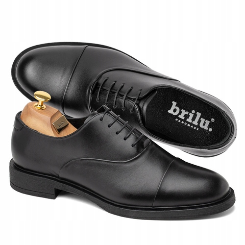 Brilu Polskie Skórzane Wizytowe Buty Męskie Oksfordy Barron Czarne 40