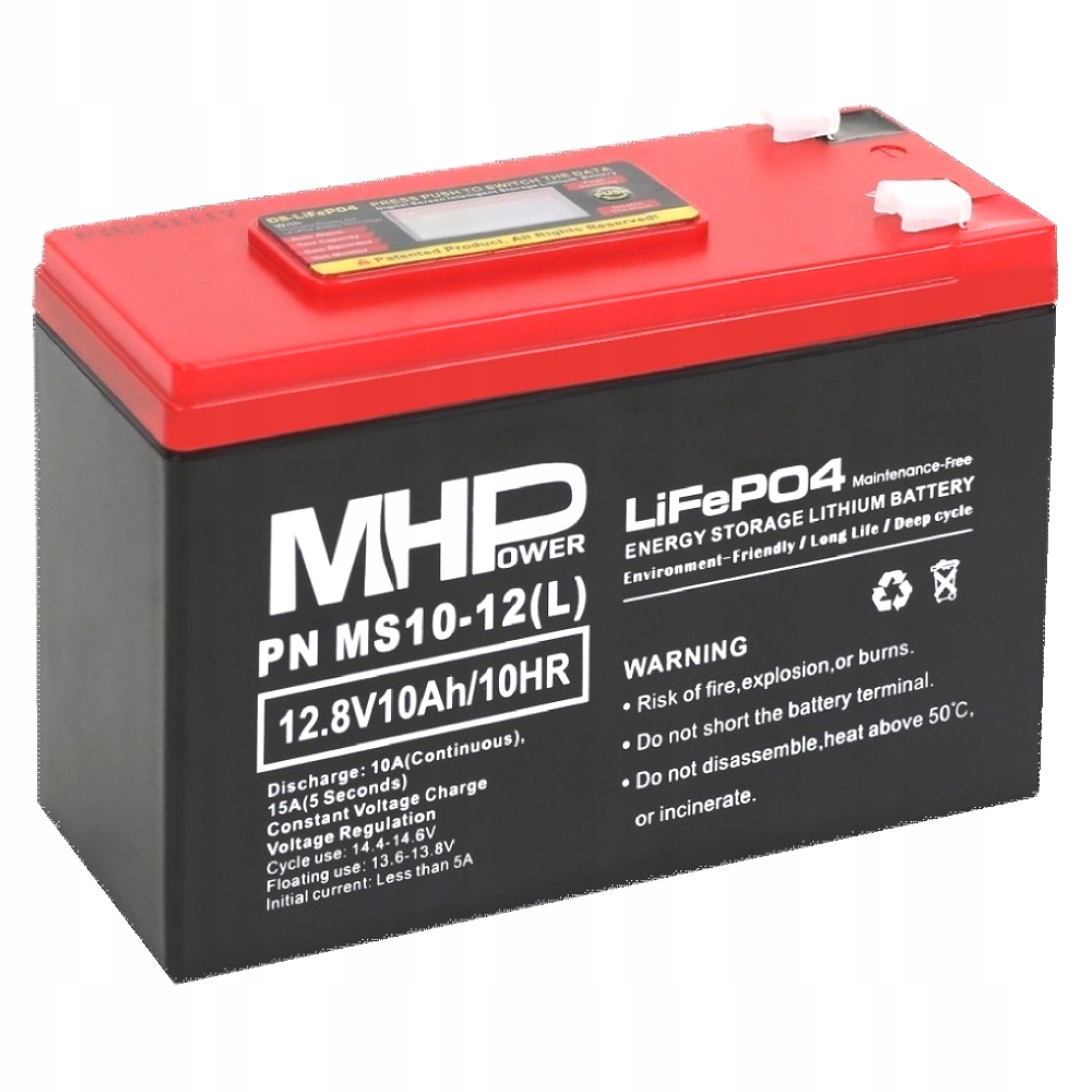 MHPower MS10-12(L) Lithium baterie LiFePO4 12V/10Ah, Faston F2 6,3mm