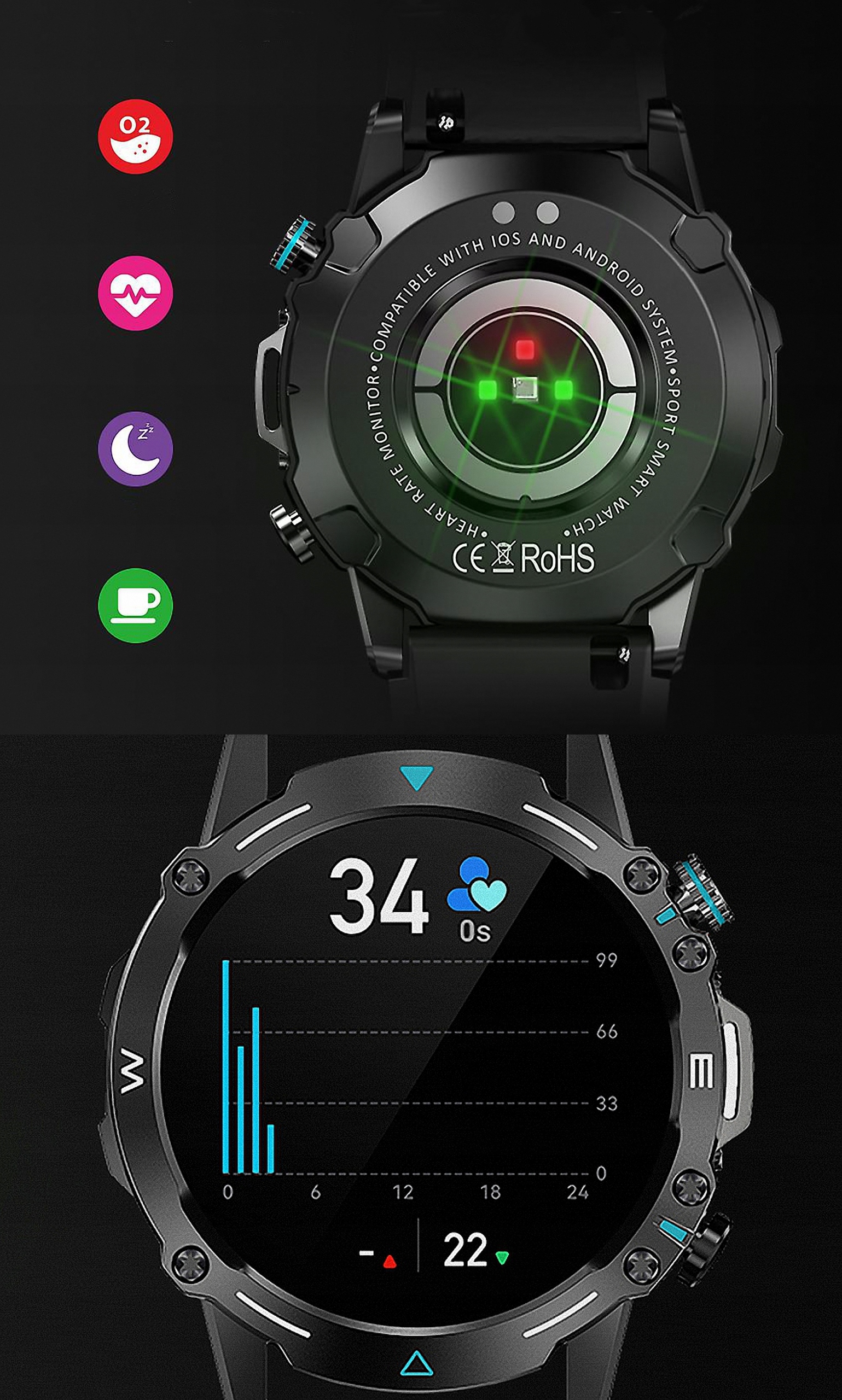 ZEGAREK SMARTWATCH MĘSKI AMOLED 466x466 ROZMOWY PL Komunikacja Bluetooth