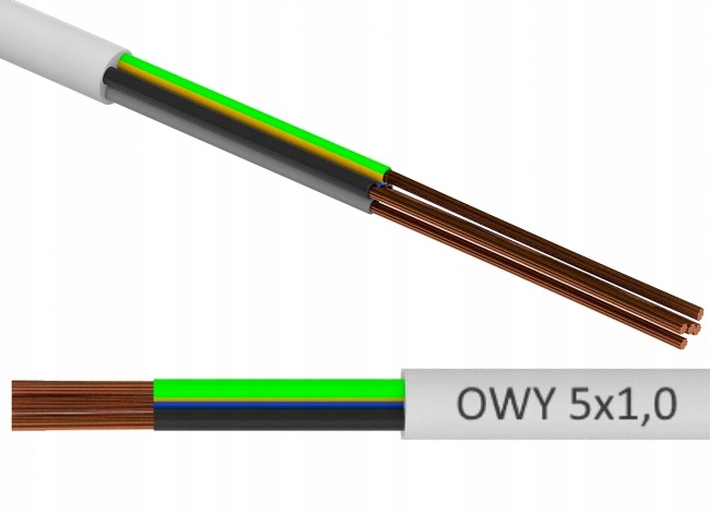 

Przewód Owy 5x1,0 linka elastyczna 300/500V Biała