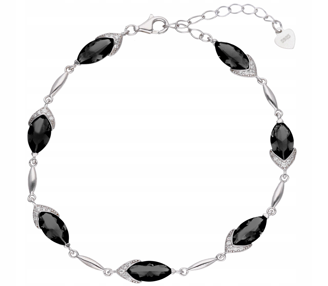 Stříbrný náramek s kameny IM1404BR/BLACK