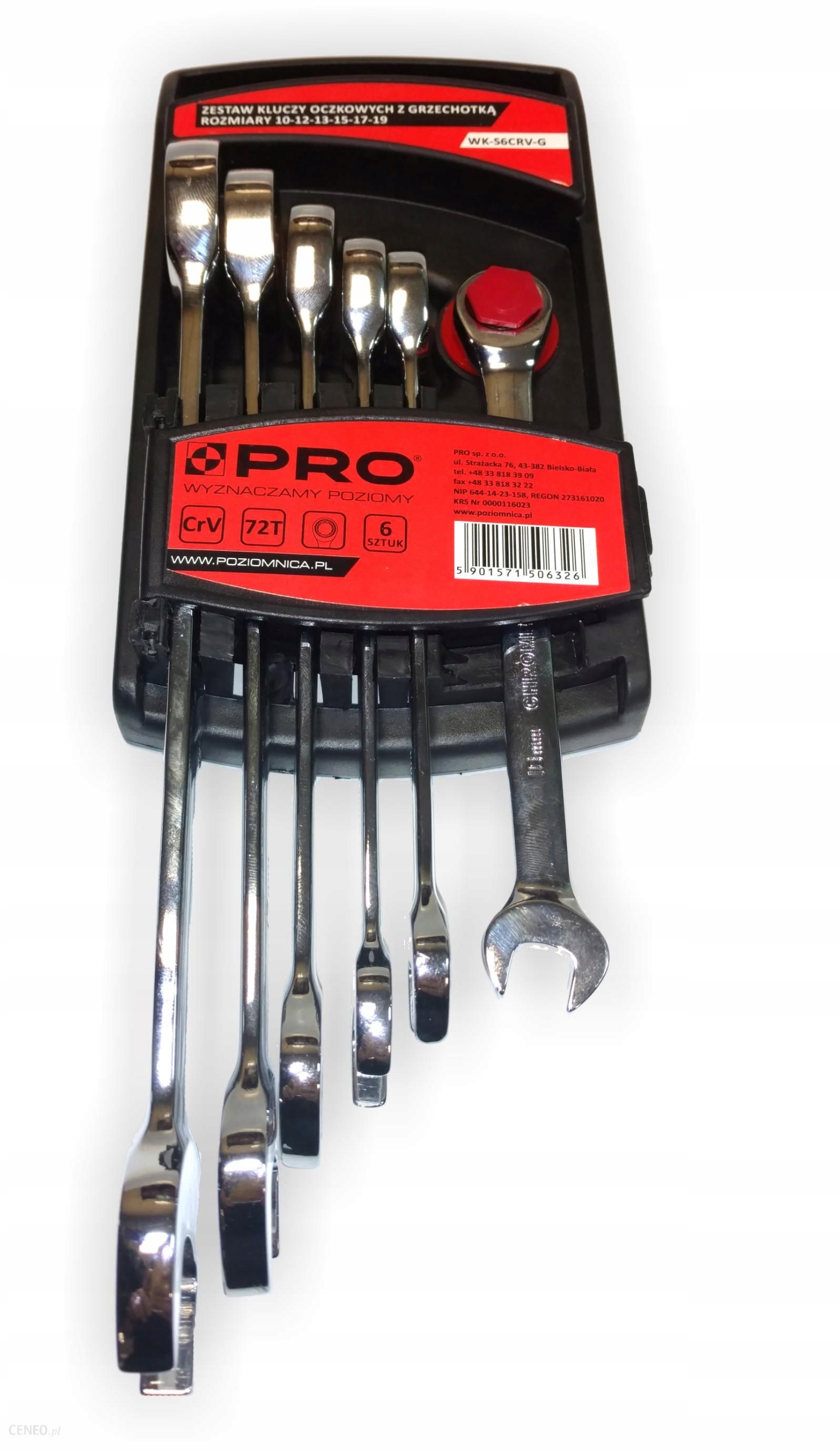 Pro Sada plochých klíčů s ráčnou, 6 Ks, odolné