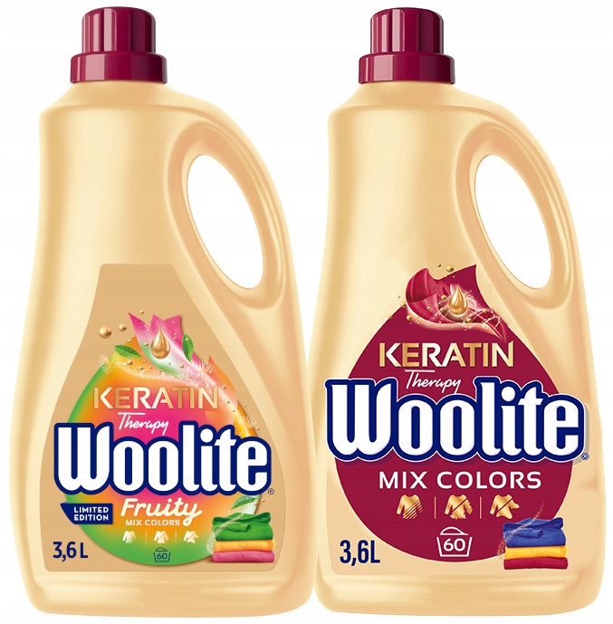 Levně Woolite Tekutý prací prostředek na barevné prádlo, sada 2x3,6 l, 120 praní