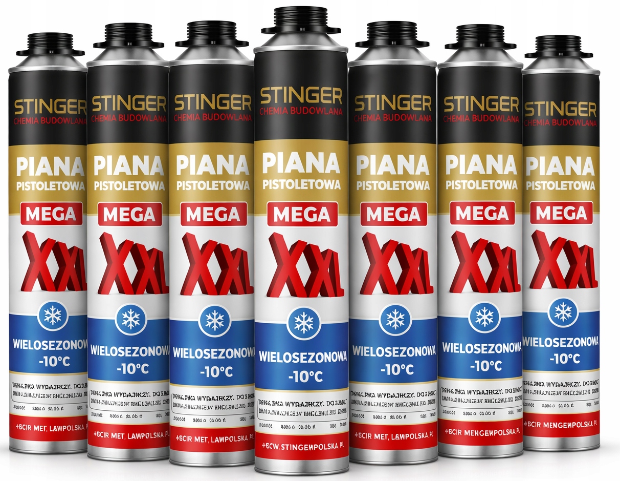 Zimná Montážna Pena Nízkotlaká Pištoľ Stinger 850 ml 70 L XXL