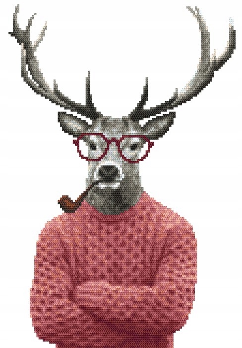 Křížková výšivka Sada s mulinkou Hipsterský jelen