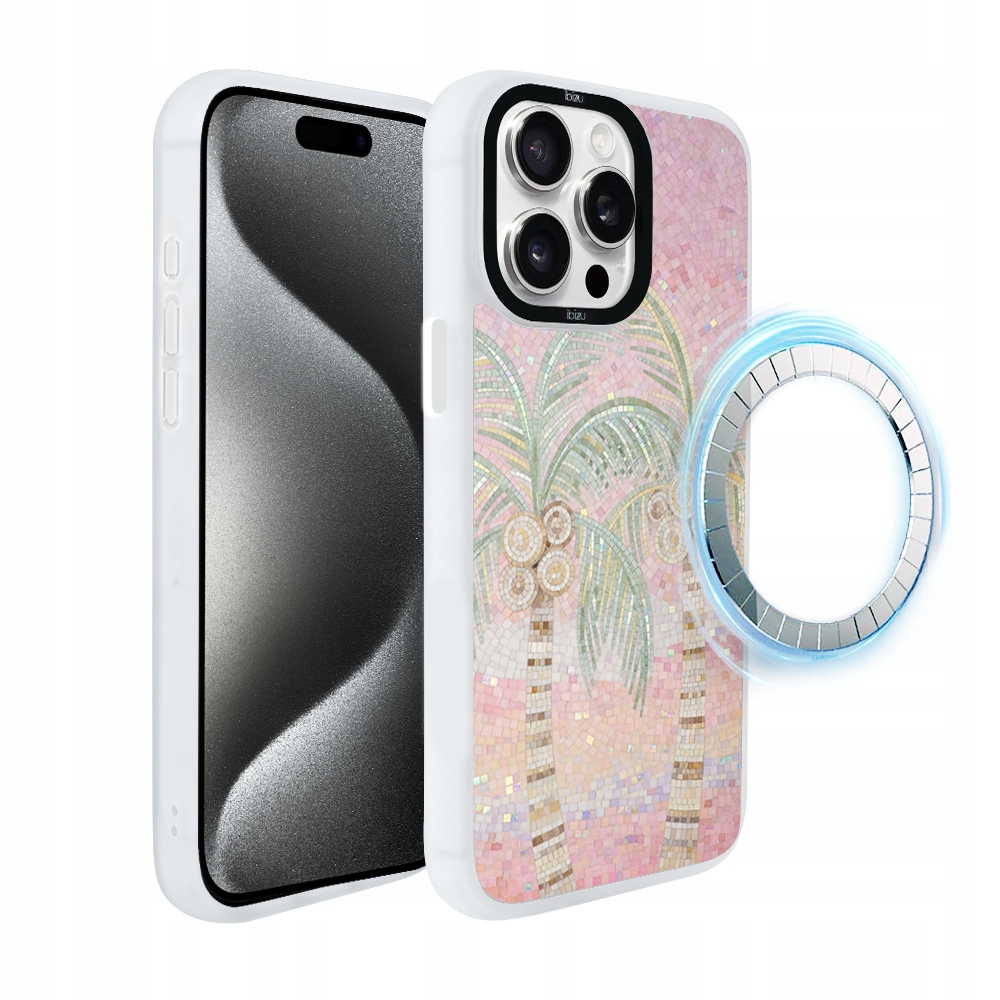 Etui iPhone 15 Pro Max Ibizu DropGuard Matt z MagSafe, Włoski ogród, białe