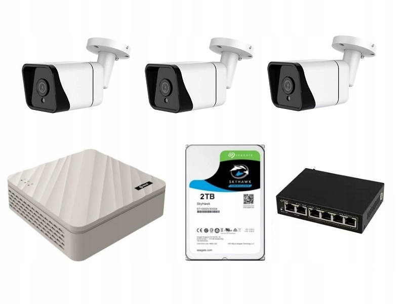 Monitoring IP 3 kamery 4MPIX komplet