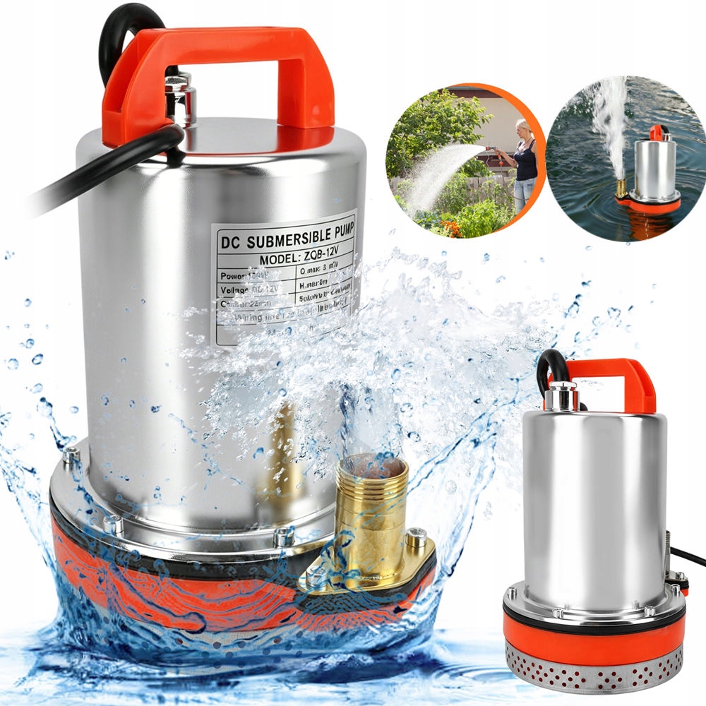 Výkonné Ponorné Čerpadlo Na Vodu 12V 180W DC 3000 L/h Pro Zavlažování Zahrady