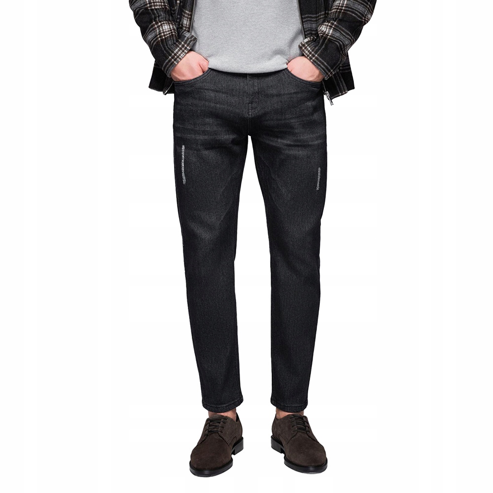 Pánské džínové kalhoty černé s oděrkami Ombre OM-PADP-0241 V2 vel. S