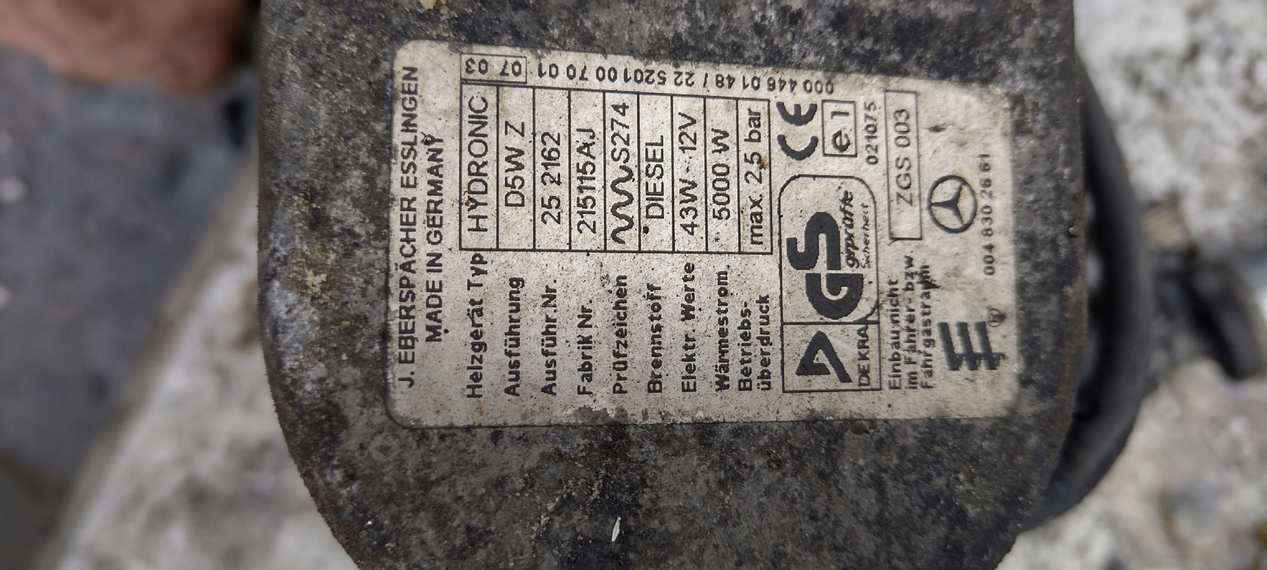 MERCEDES SPRINTER WEBASTO 0048302661