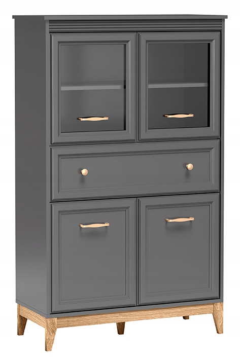 Klasyczna Witryna Terra TA-5 Led Szary Diamentowy Przeszklona Modern barek