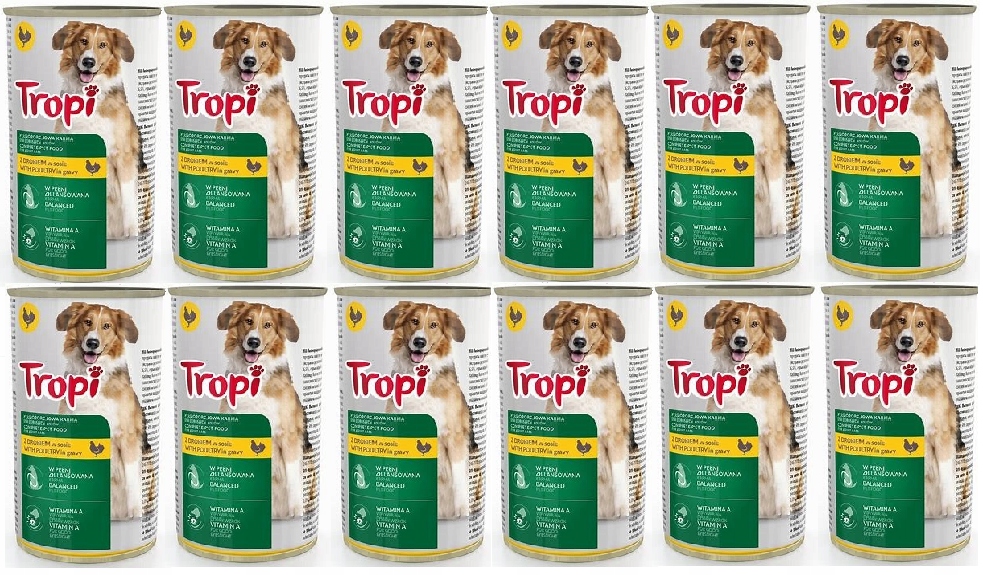 Levně Tropi krmivo pro psa 1250 g s drůbežím masem 12 Ks