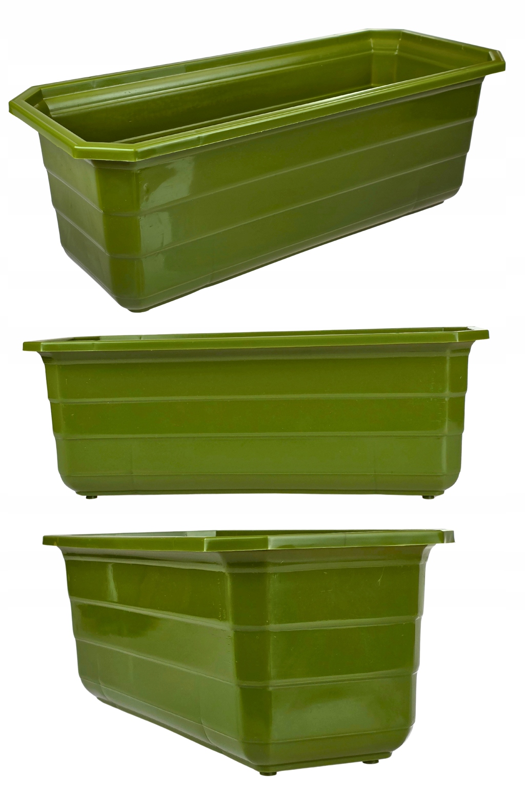 10 x Doniczka balkonowa, Skrzynka na kwiaty 40x16,5 cm, Oliwkowy