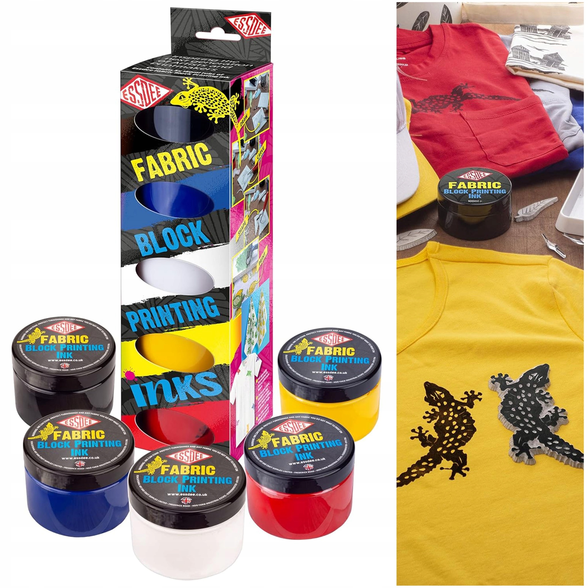 Sada 5ks inkoustů pro potisk na textil Essdee barva textil 5x150ml