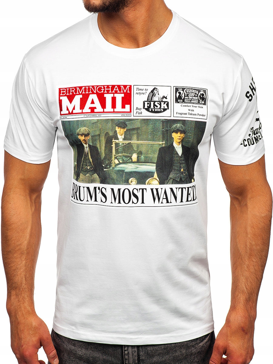 

T-shirt Męski Z Nadrukiem Biały 2826 ROZMIAR_2XL