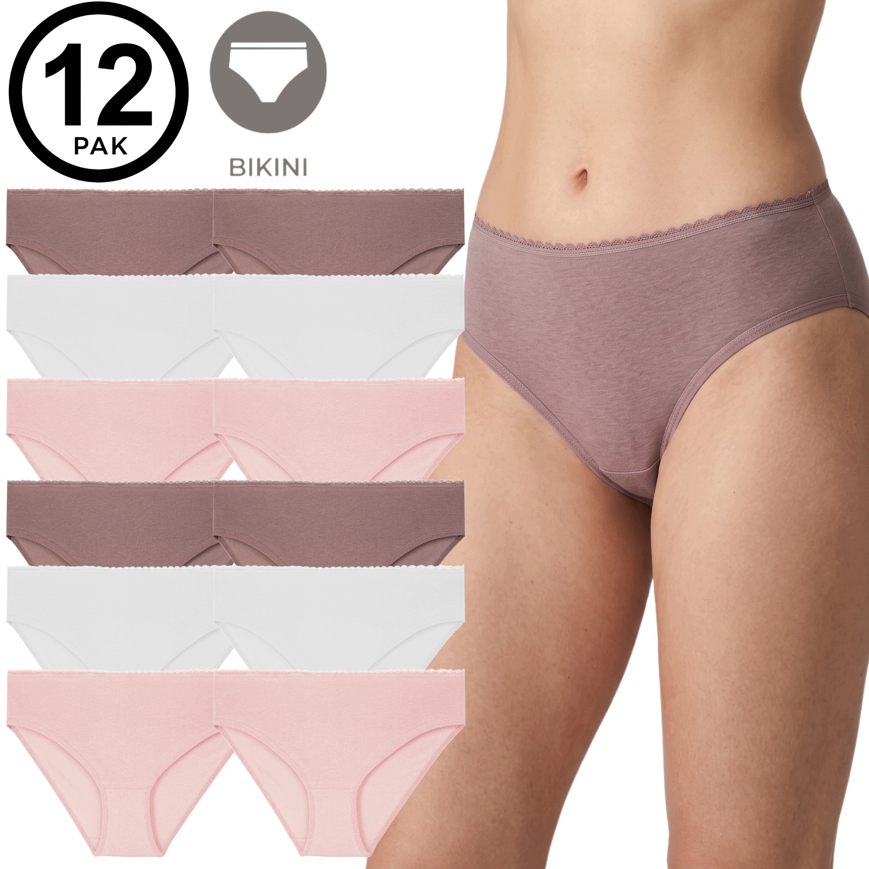 Sada Kalhotky Dámské kalhotky Bavlna Moraj Pohodlné Klasické bikiny 12 Ks XXL