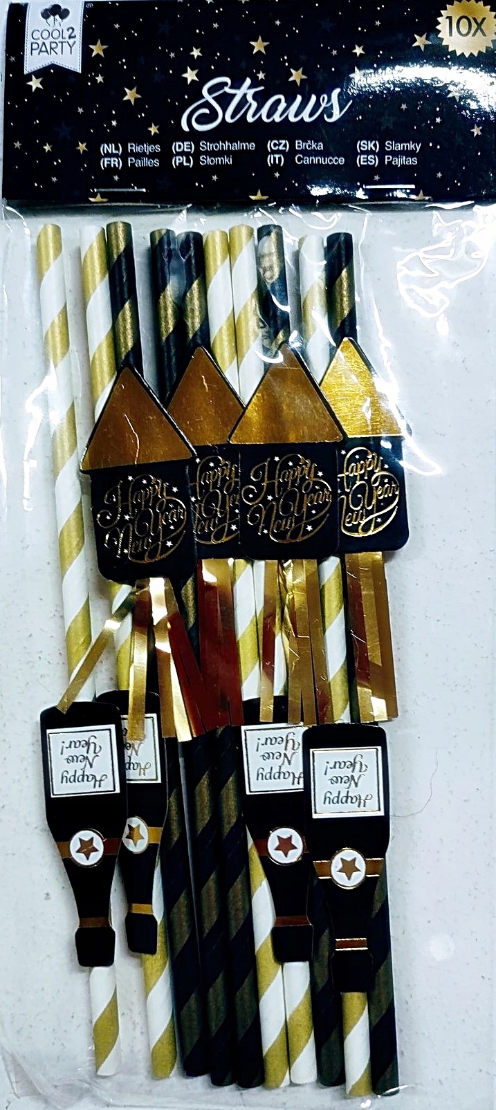 

Słomki ozdobne sylwestrowe 10 szt po 20 cm