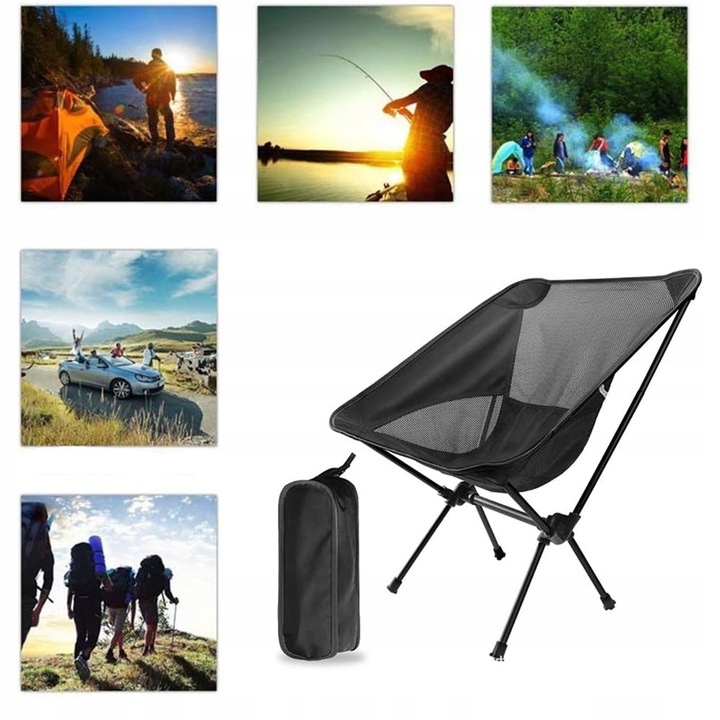 Skládací Zahradní Turistická Židle Meteor Schelp s opěradlem, černá