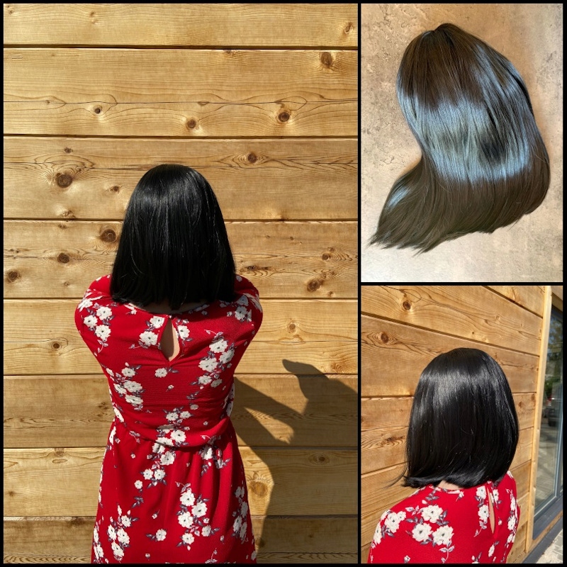 Krátká černá paruka se síťkou (lace front)