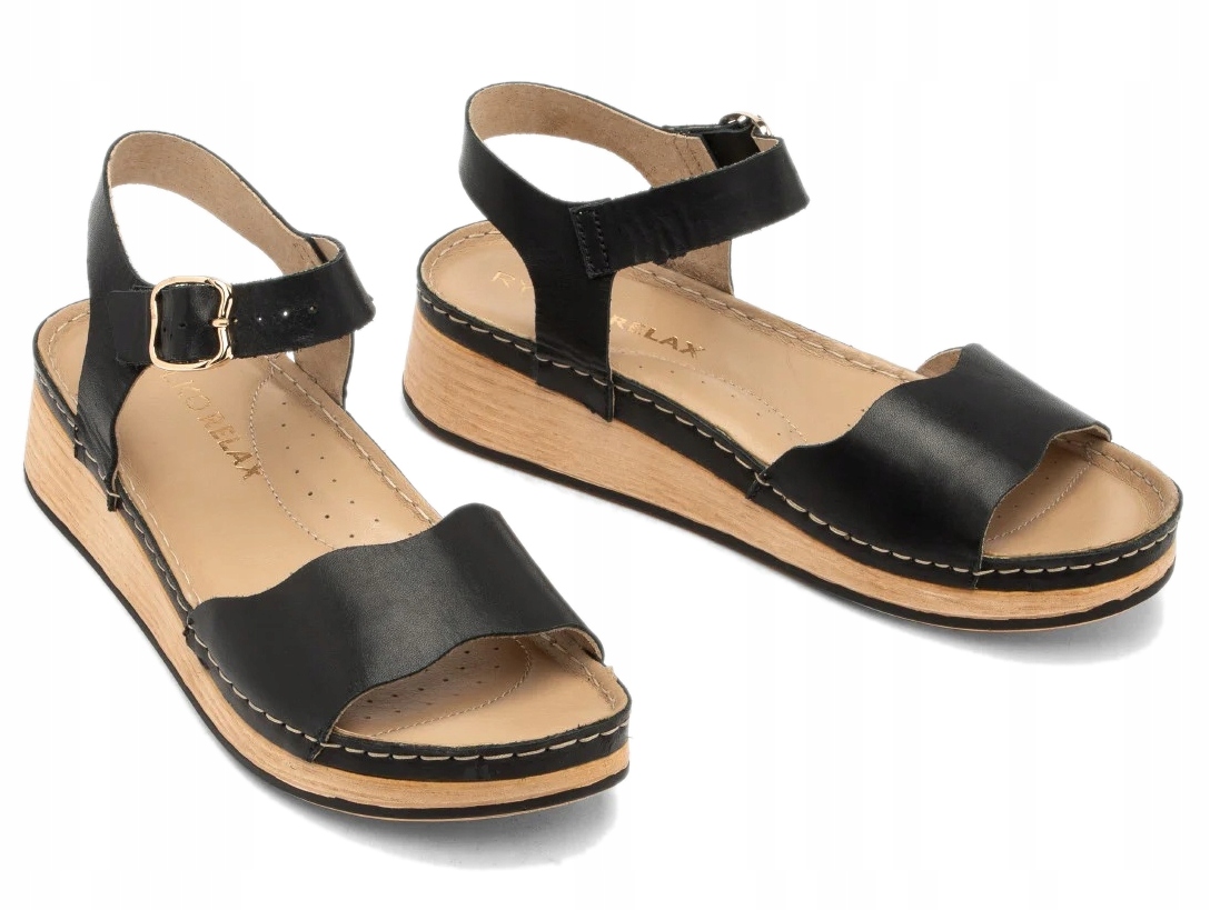 Ryłko černé dámské kožené sandály z lícové kůže na platformě 41