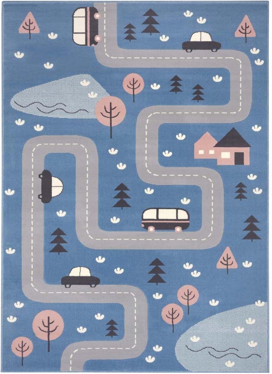 Měkký modrý koberec pro děti, uličky 80 x 150 cm