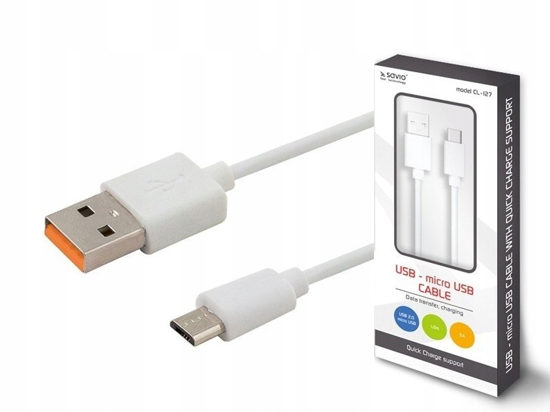 Savio Kabel Usb micro Usb, Quick Charge, 5A, 1m,
