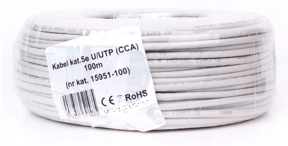 Kabel Przewód Skrętka do kamer UTP KAt.5 CCA 100m