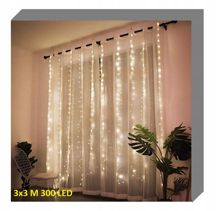 

Kurtyna świetlna Lampki wiszące Girlanda 300 Led