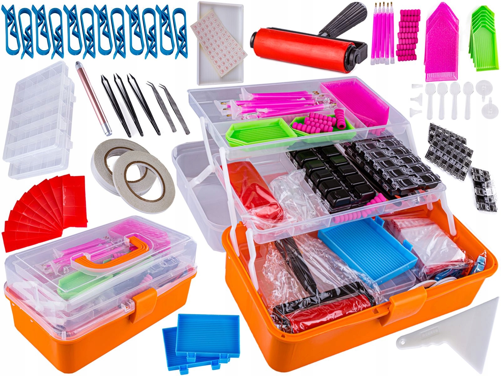 Výšivka Diamantové příslušenství pro Diamond Painting Obrovská Sada Kufřík 574 El