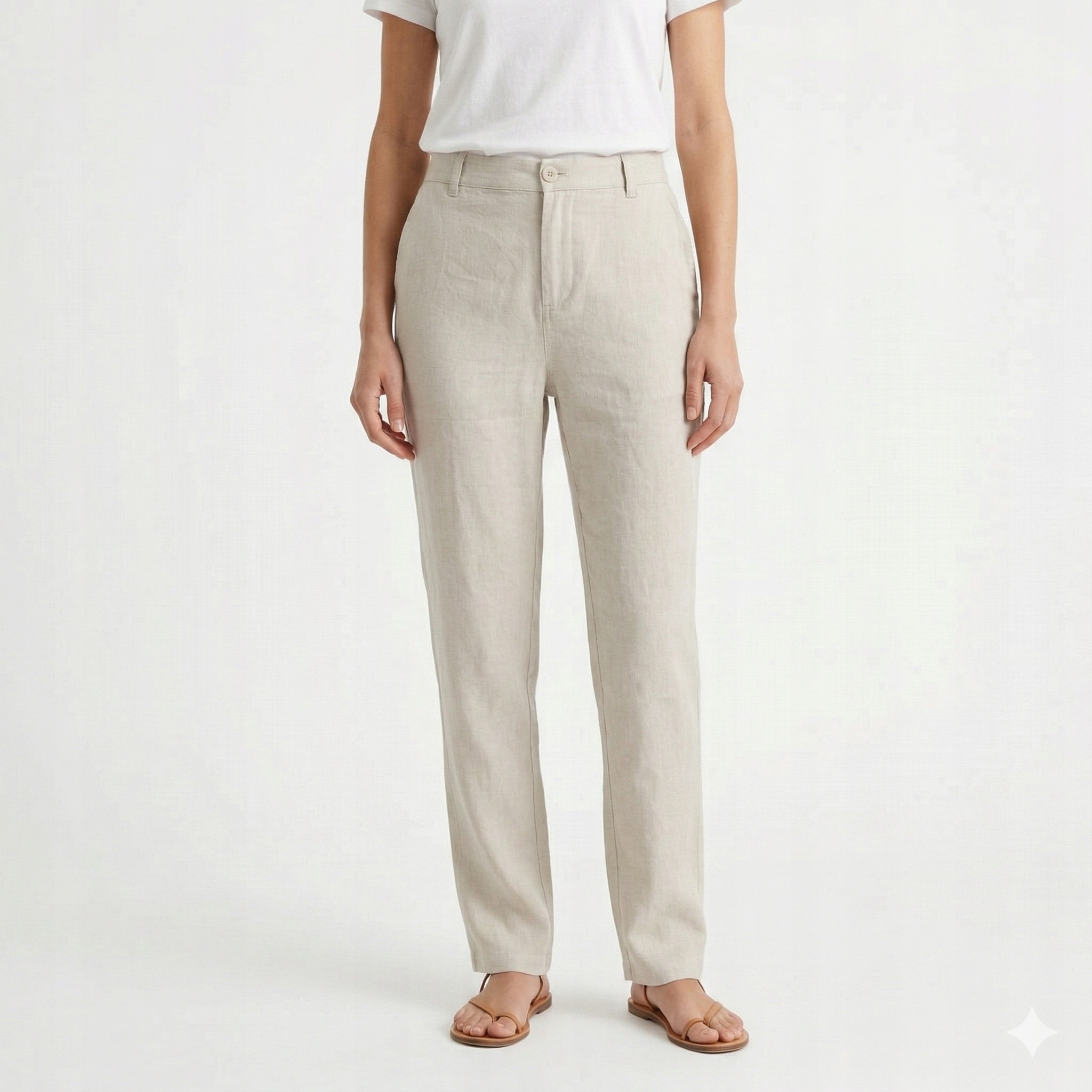 Guess Béžové Pánské Dlouhé Kalhoty Casual S Lnem 52 Gga
