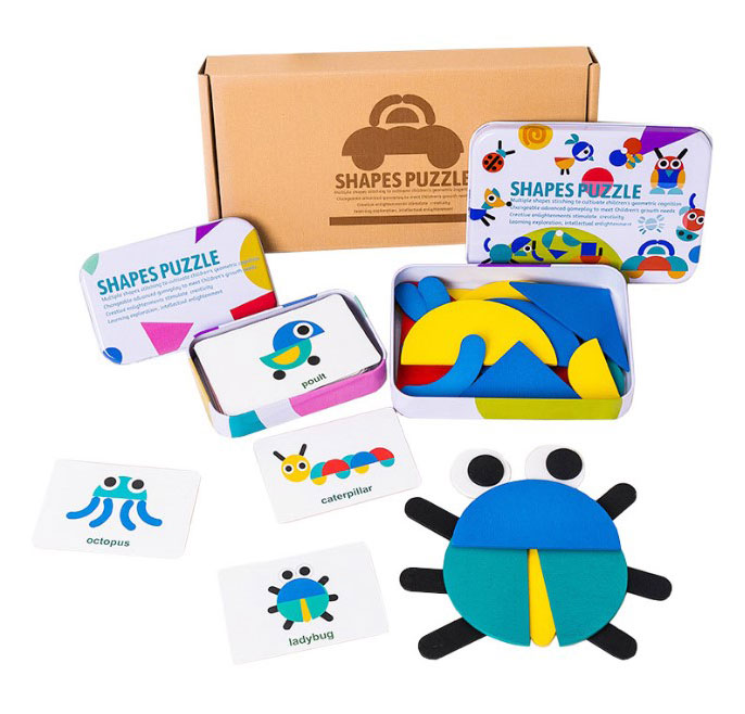 DREWNIANE PUZZLE UKŁADANKA GRA LOGICZNA MONTESSORI Marka AIG