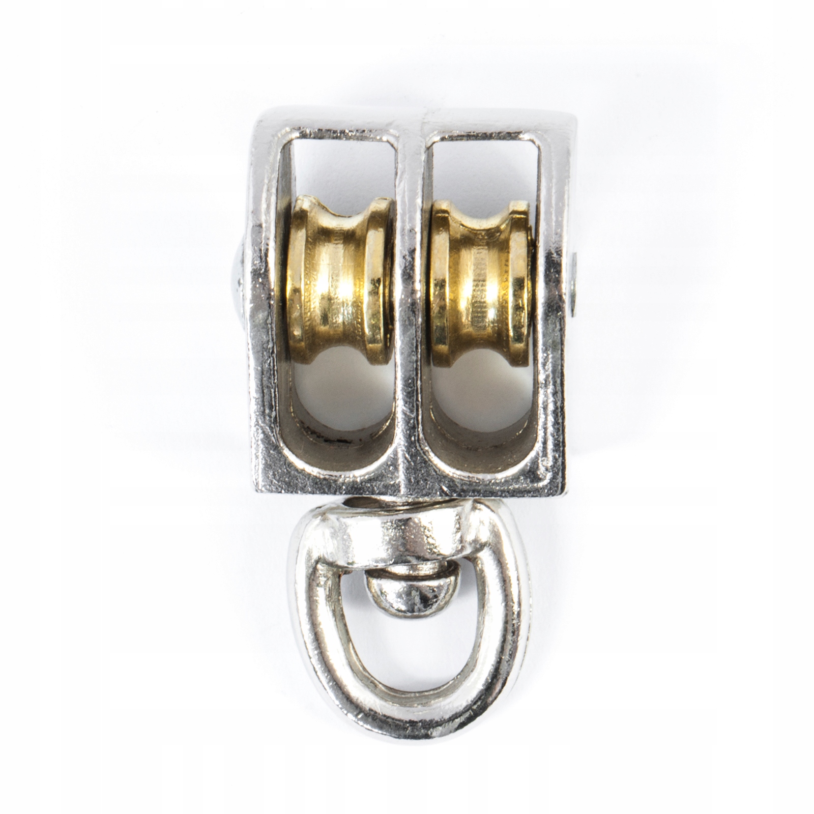 Bloczek Podwójny 3/4'' Niklowany Obrotowy z Krętlikiem do Lin 30kg Typ bloczek