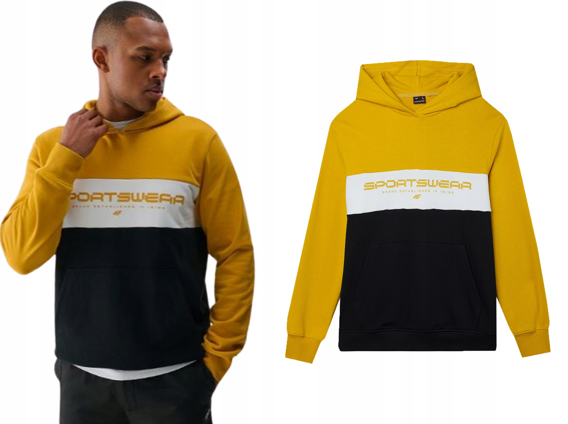 Tepláková mikina 4F s kapucí z bavlny, nerozepínací, velikost 2XL