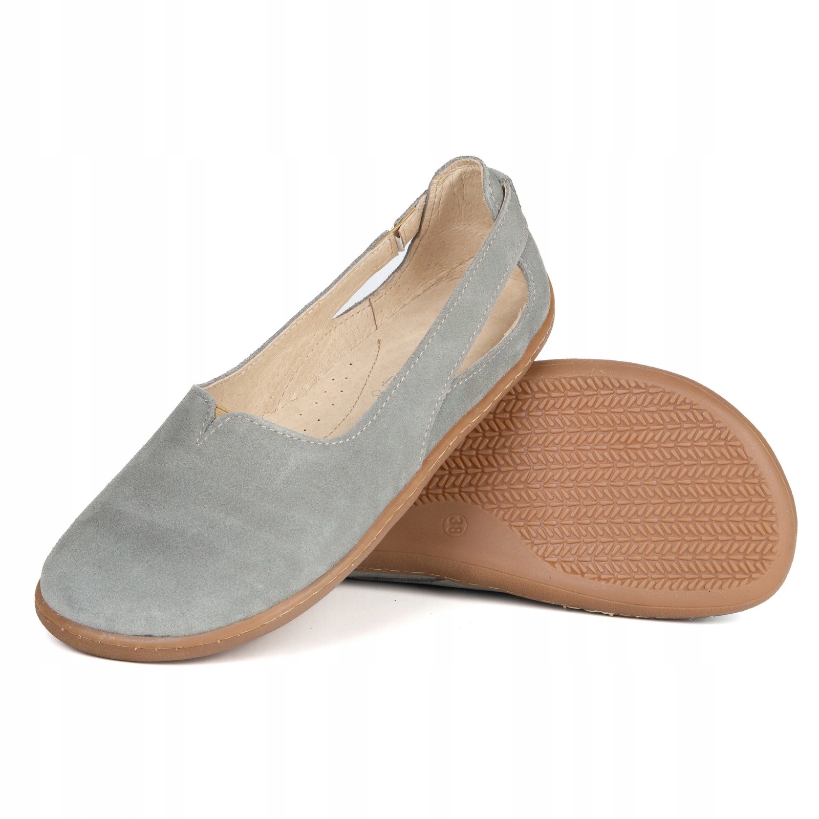 Dámské barefootové baleríny na široké chodidlo kožené Flow šedé 41