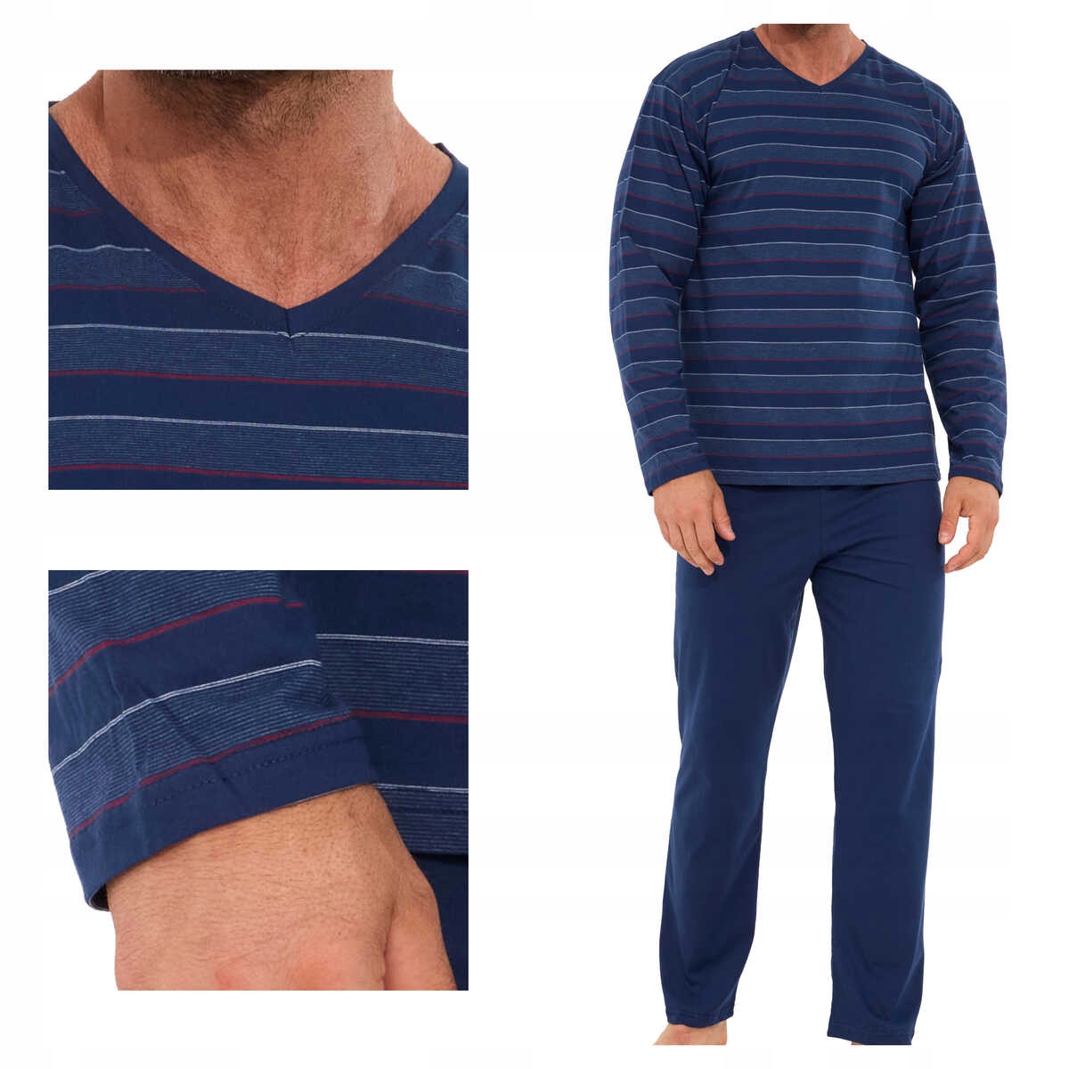 Cornette Pánské bavlněné pyžamo s dlouhým rukávem Various 139/47 plus 3XL