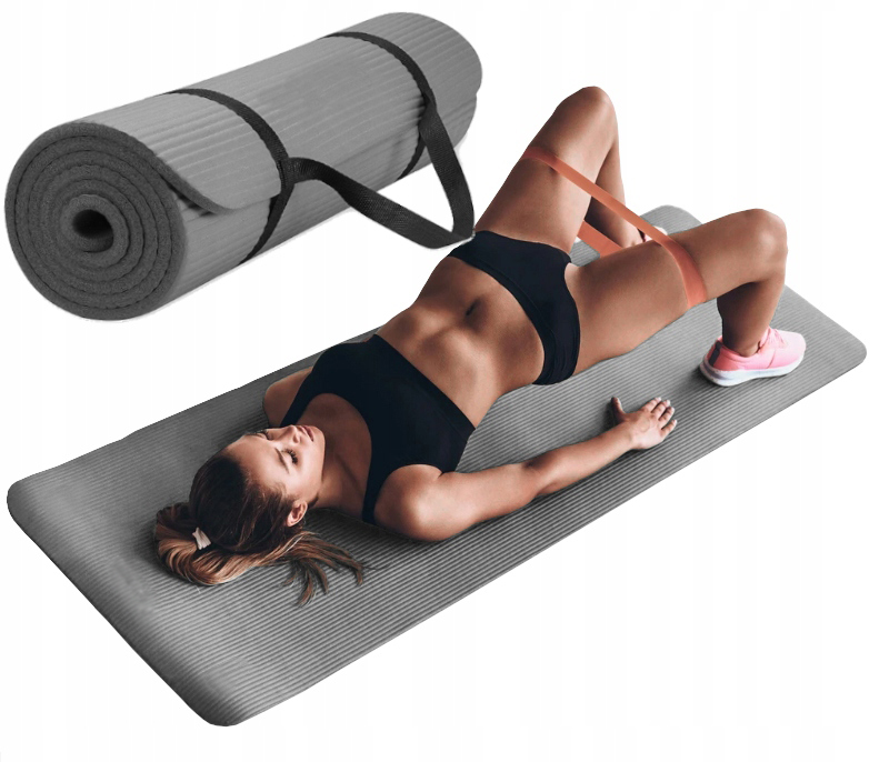 MATA DO ĆWICZEŃ JOGA FITNESS - STAR GRUBA SZARY GIMNASTYCZNA 183x61x1,5 Grubość 1.5 cm