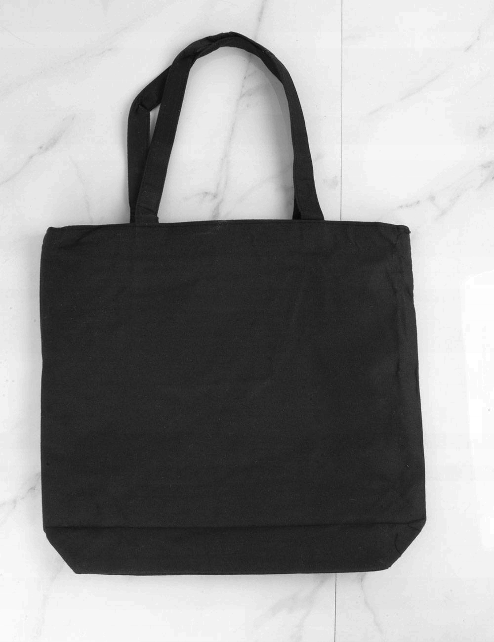 

Czarna Materiałowa Torebka Wzór Lips Shopper