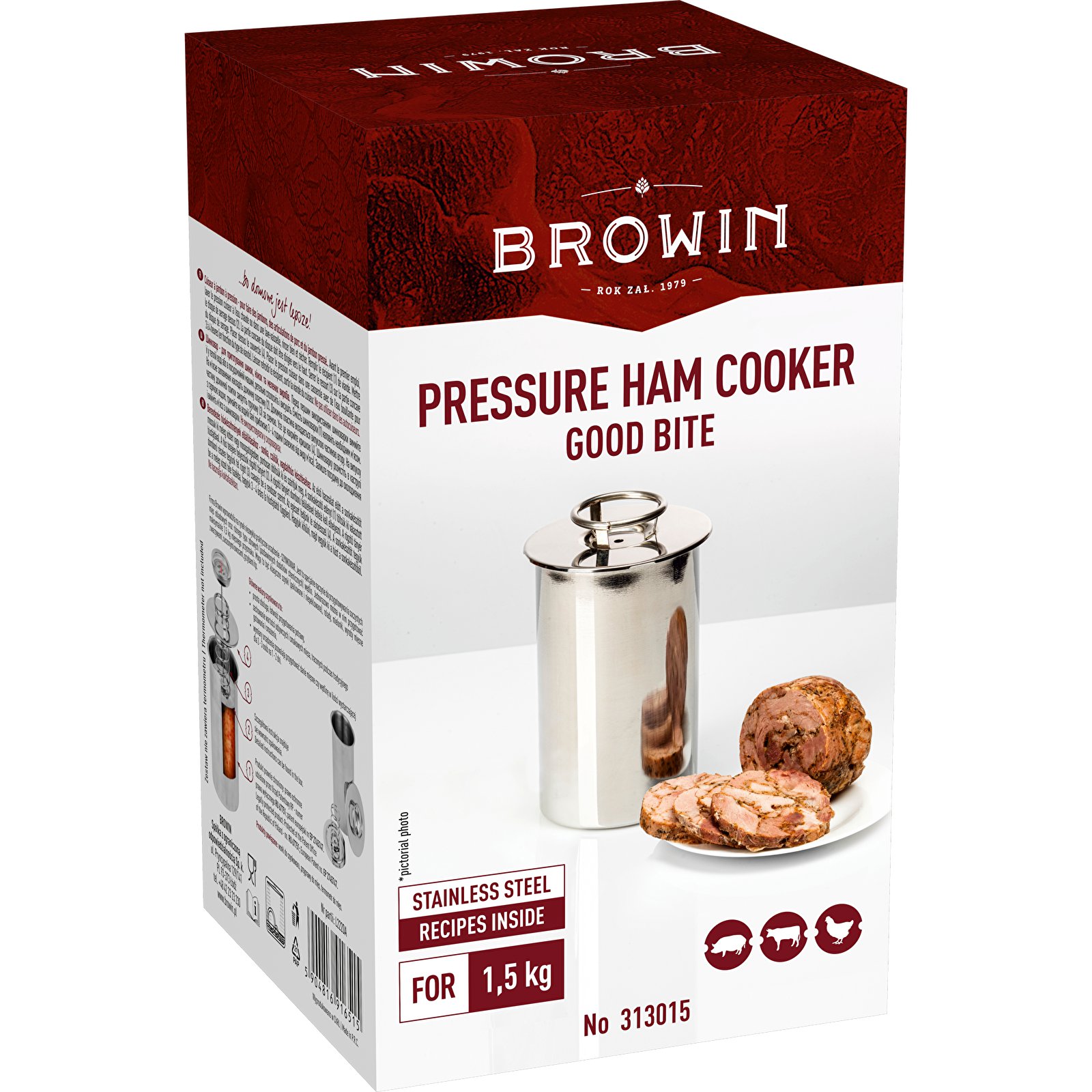 

Szynkowar 1,5kg nierdzewny garnek do wędlin Browin