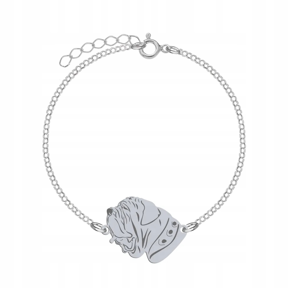 Stříbrný náramek s neapolským mastifem 925 Šperky Dárek Gravírování