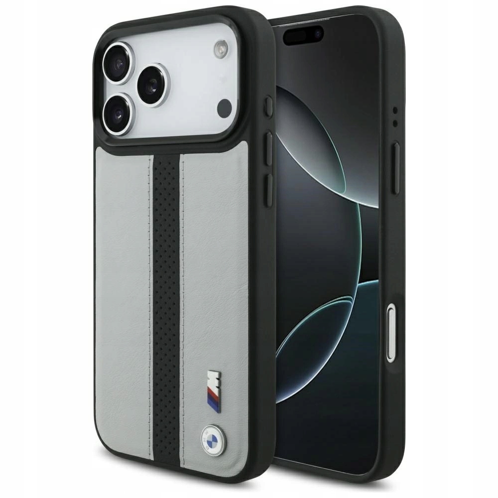 Pouzdro Bmw M Perforated Stripe Logo MagSafe pro iPhone 17 Pro Max šedé