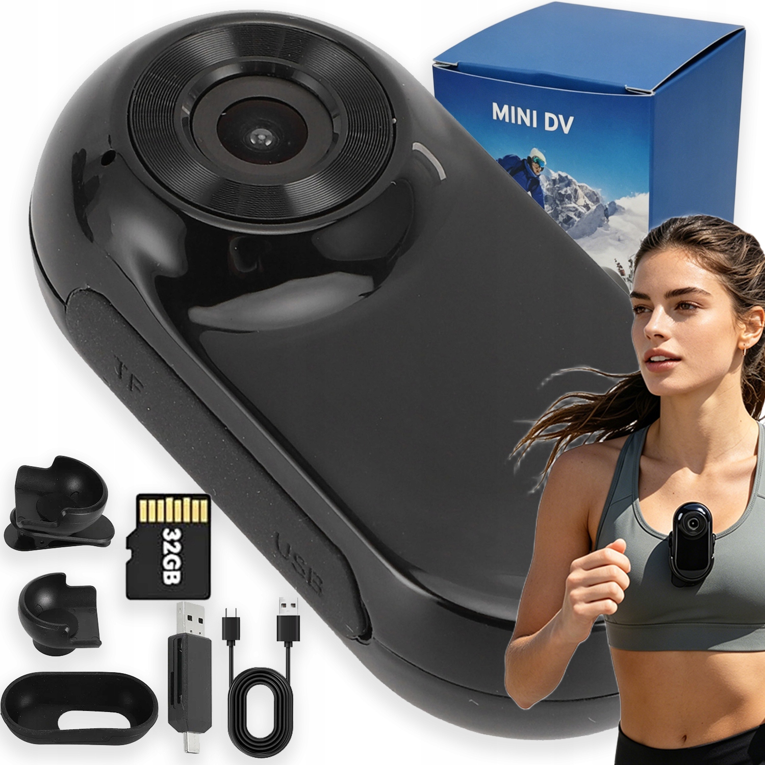 Přenosná Sportovní Kamera 1080P 5MP S 1PALCOVOU 32GB Obrazovkou Pro Videa Na Youtube