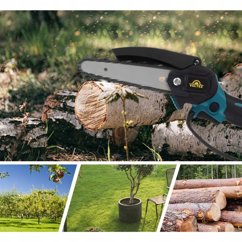 Piła AKUMULATOROWA Łańcuchowa ELEKTRYCZNA Pilarka Do GAŁĘZI 6 Cali + 2 AKU Podziałka łańcucha ('') 1/4