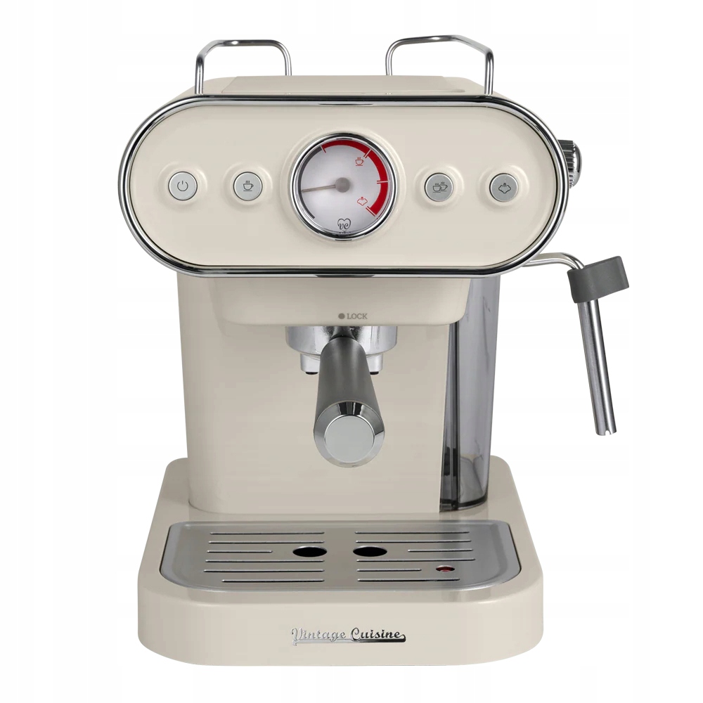 Pákový kávovar Vintage Cuisine s penovou tryskou 1050 W krémový