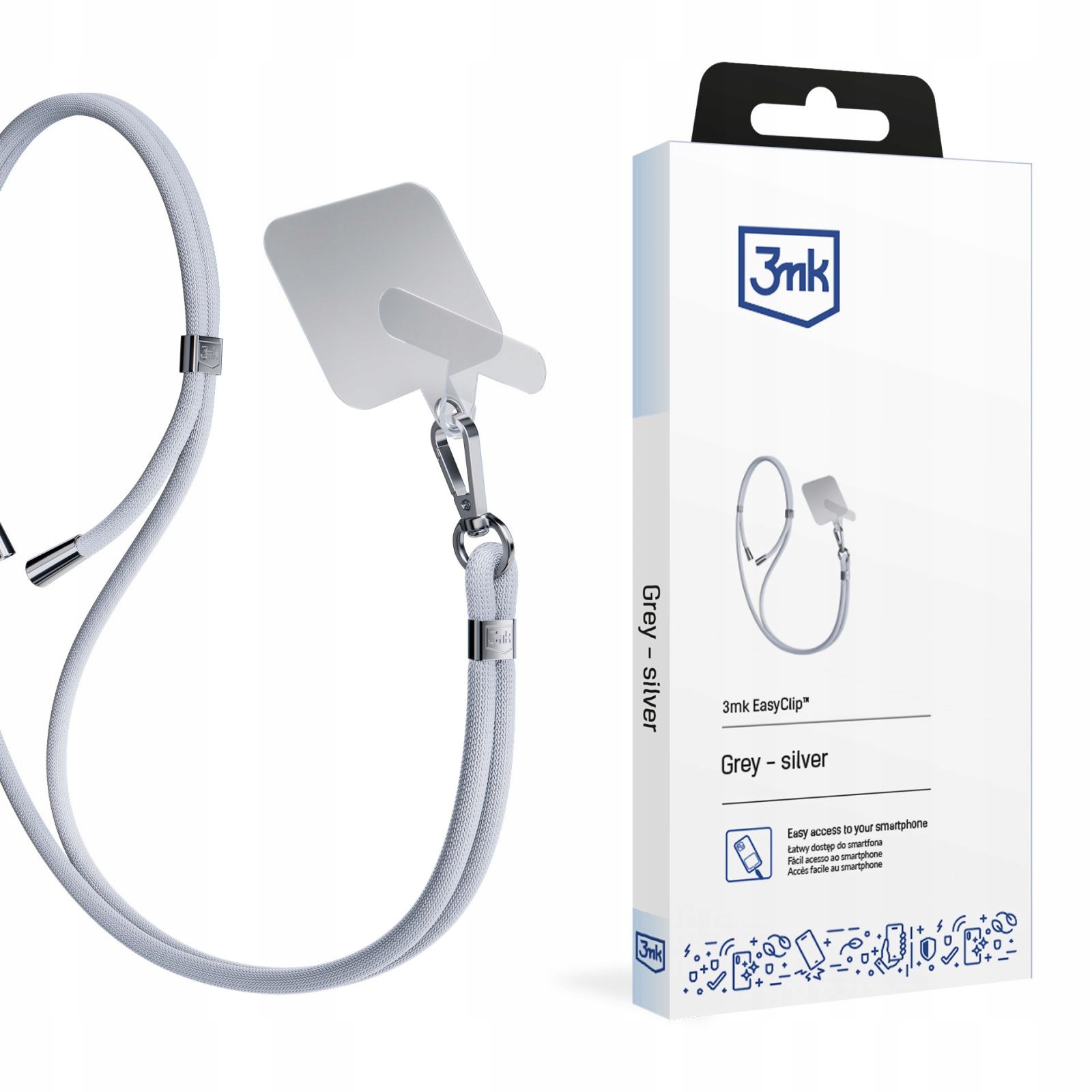 Smycz Do Smartfona Grey (silver) 3MK Easyclip