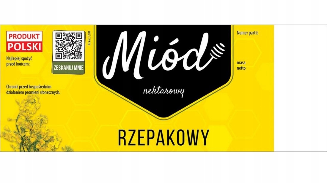 

Etykieta duża na miód Rzepakowy 100szt rzepak E184