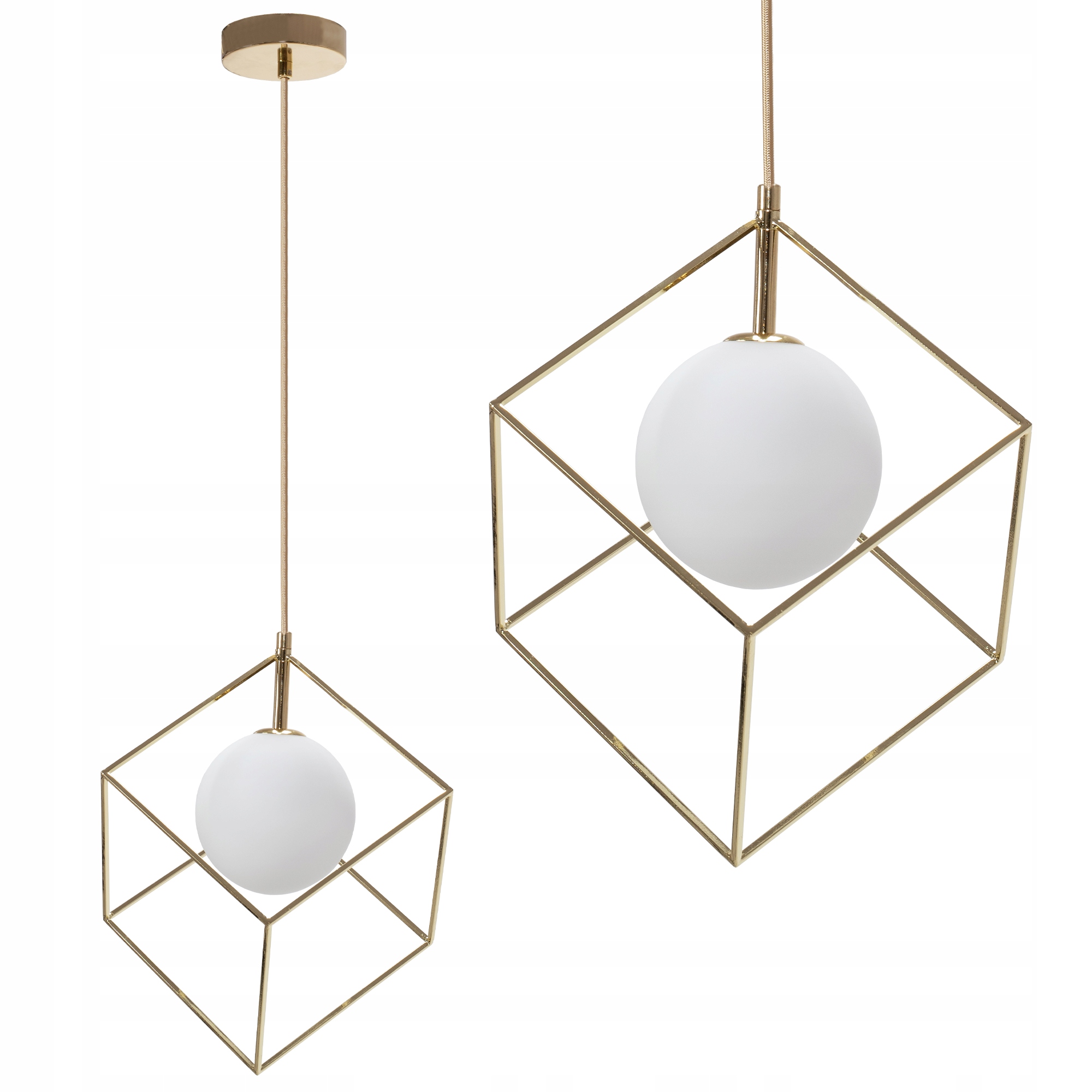 Závěsné Stropní Svítidlo Zlaté Stínidlo V Krychli Moderní Geometrická G9