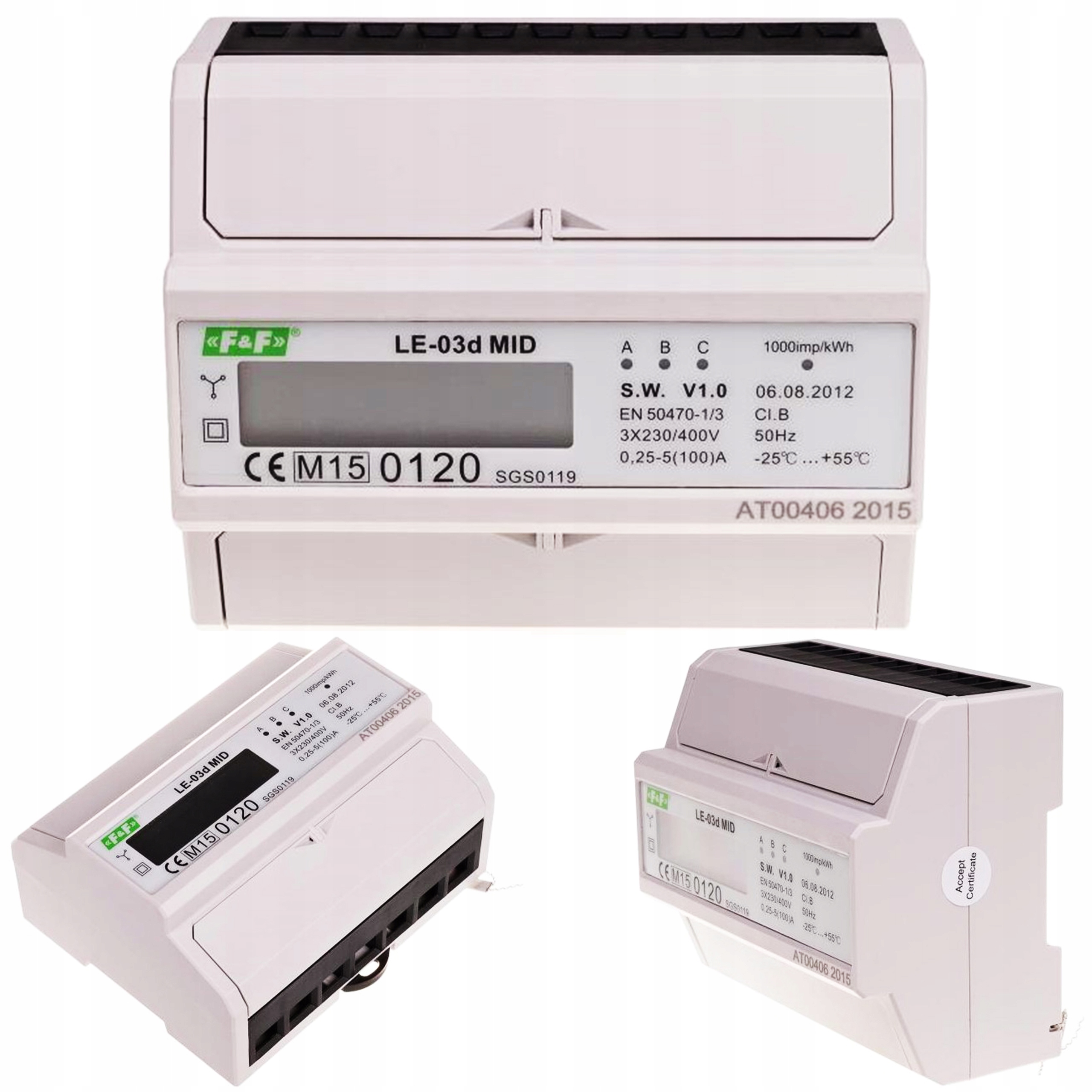 Počítadlo spotreby elektrickej energie 3-fázové 100A 230/400V LCD displej