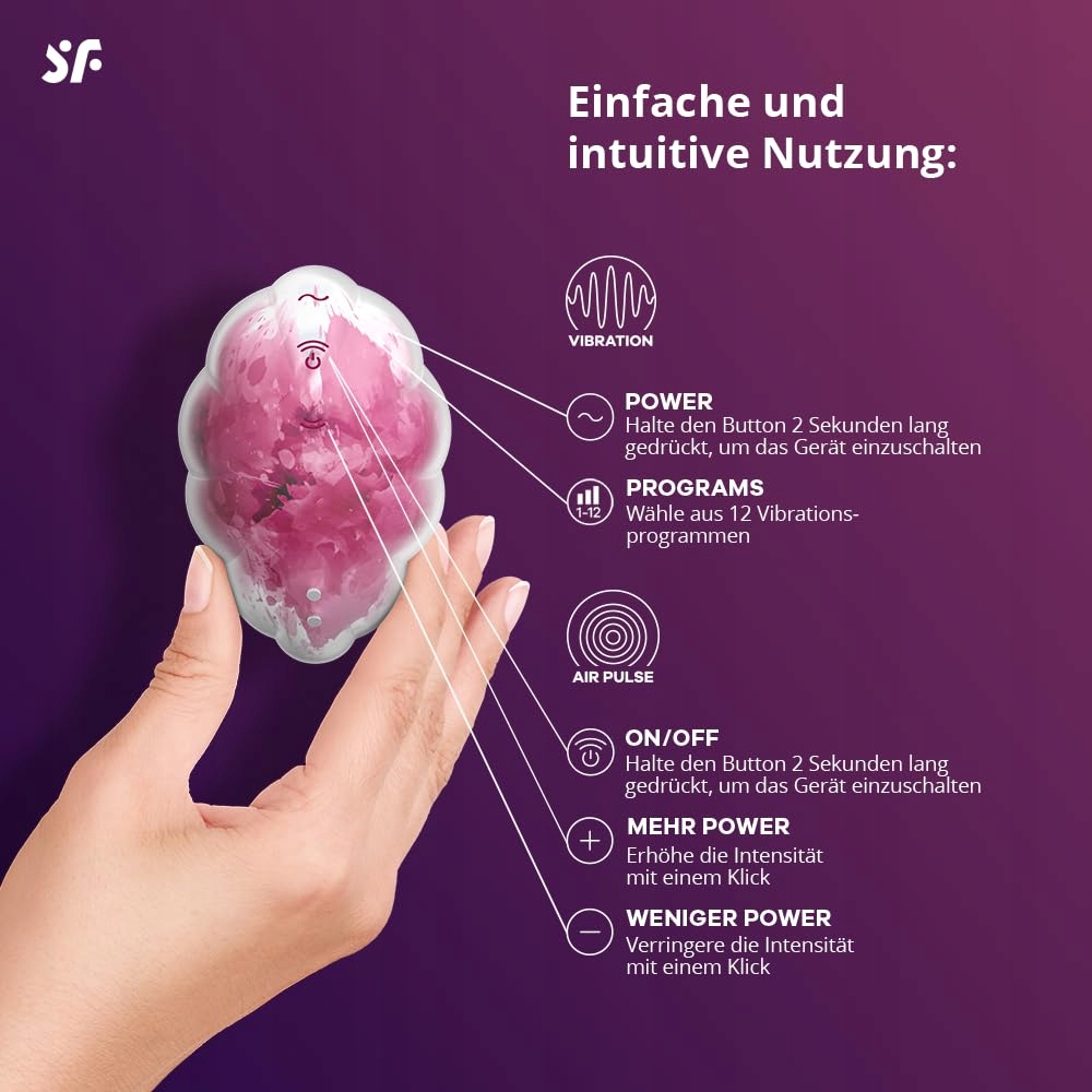 SATISFYER Cloud Dancer Wibrator Powietrzny Stymulacja Klitorisu Wodoodporny — miniatura 3