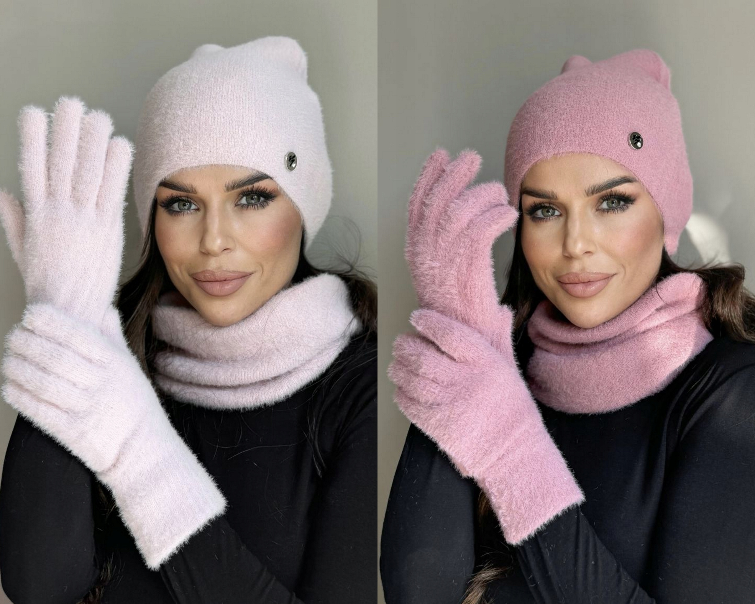 KOMPLET DAMSKI CZAPKA KOMIN GOLF TUBA RĘKAWICZKI ZESTAW CIEPŁY ALPAKA KOLOR Kolekcja Jesień/zima/wiosna